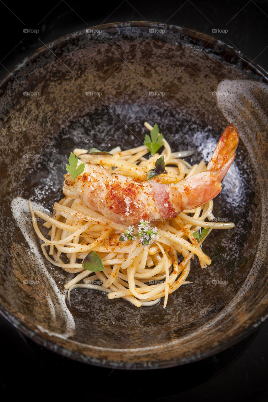 Asian seafood shrimp on table