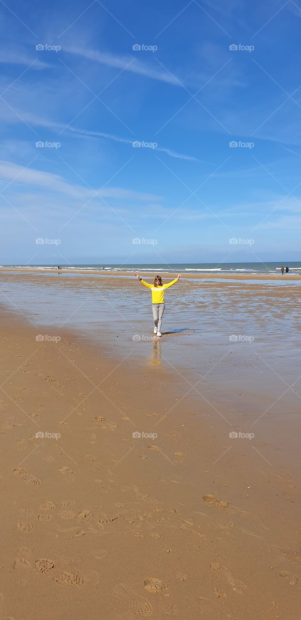 my daughter on the beach