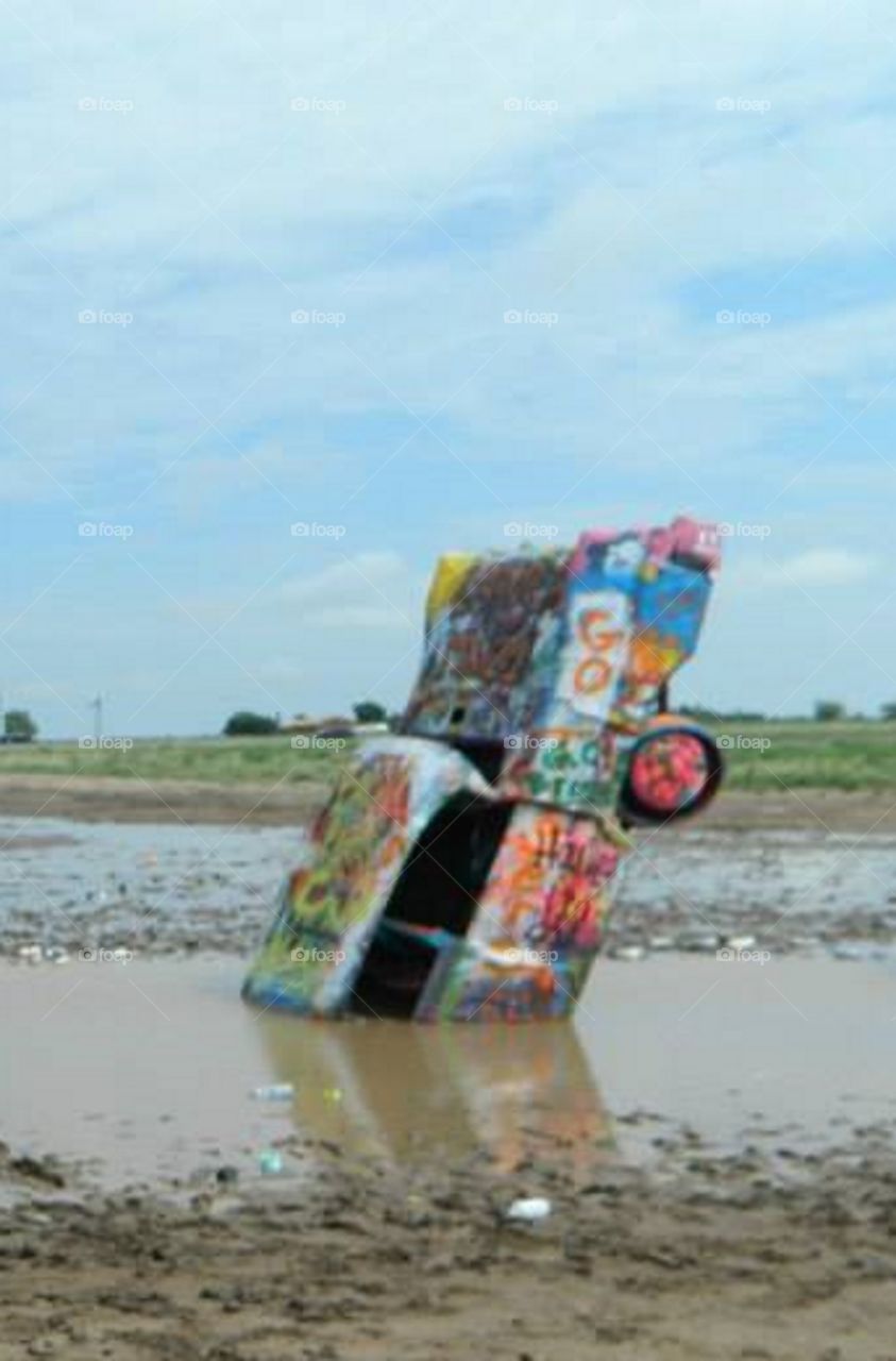Cadillac Ranch after rain...
