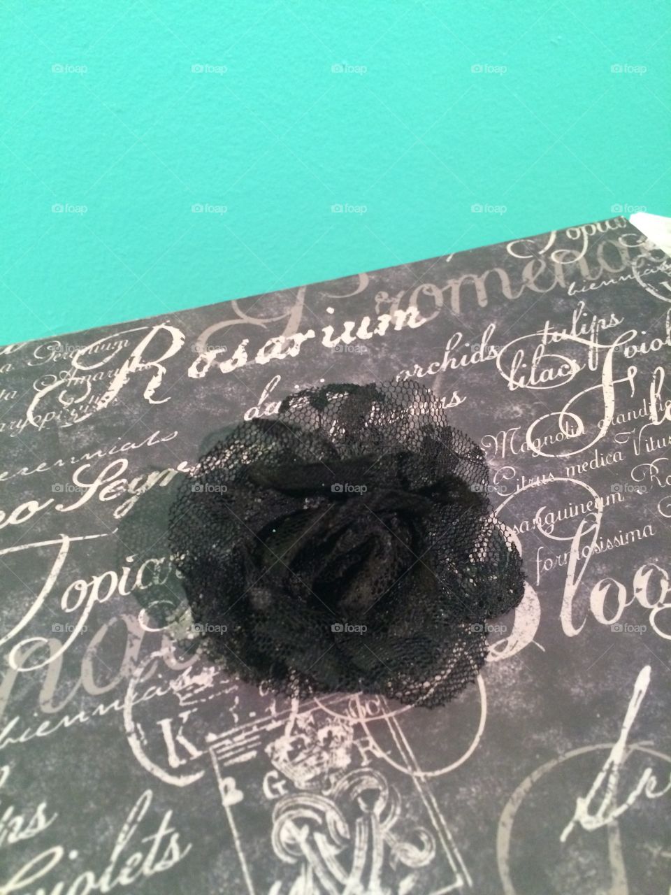 Lacy Black Flower Pin