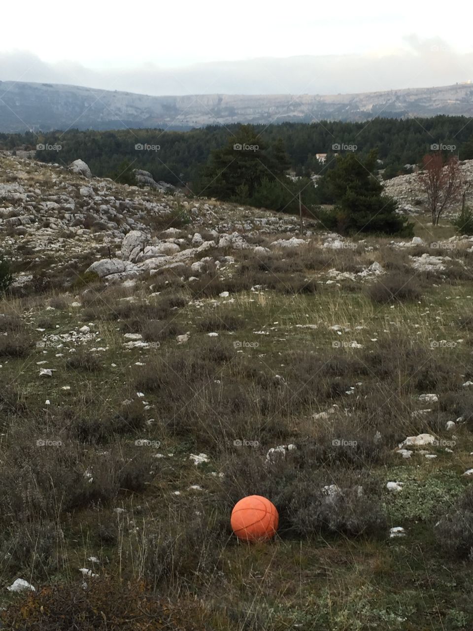 Basket ball in mountain