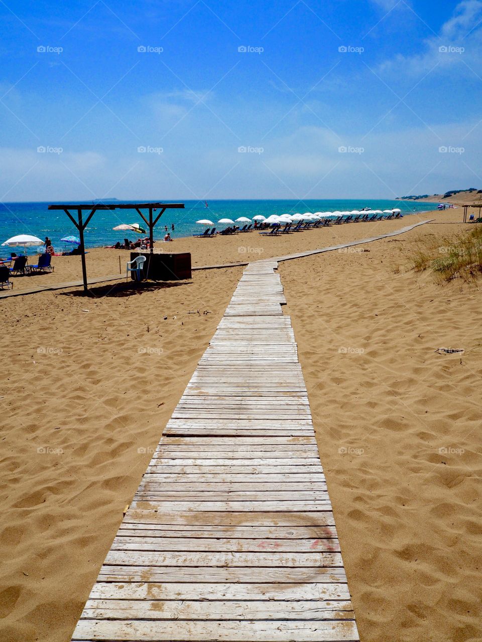 Wooden boardwalk on beach