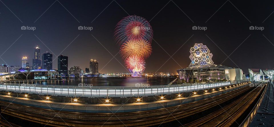 Beautiful celebrate holiday fireworks scenery