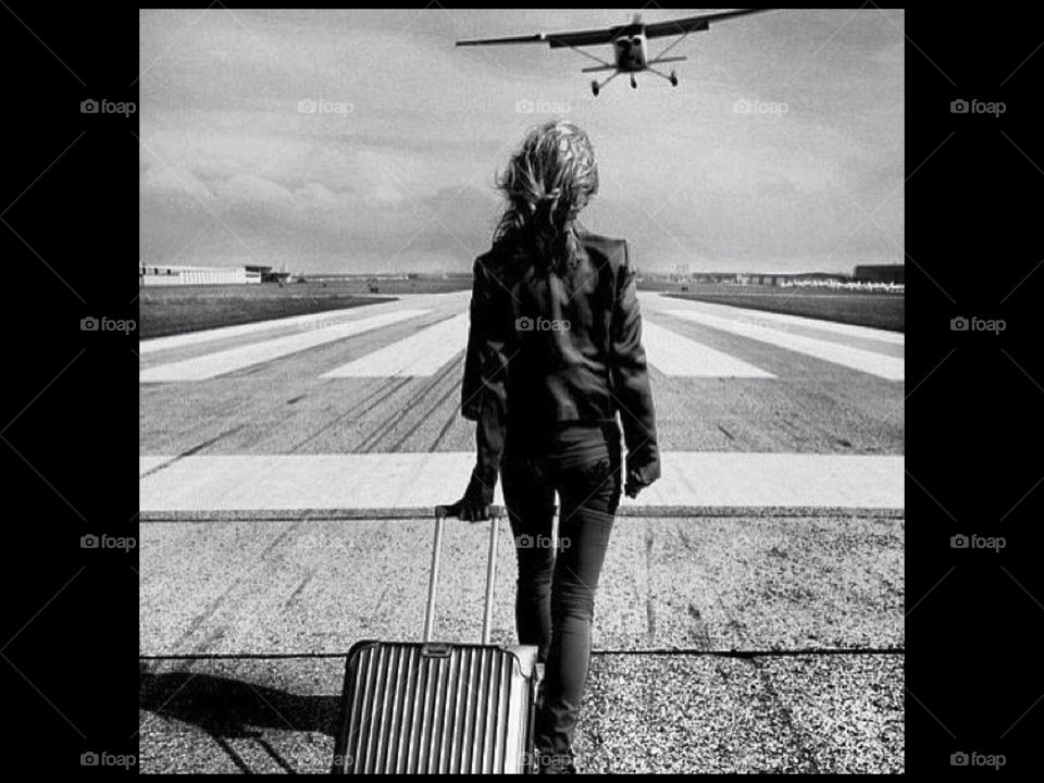 Airport, Airplane, People, Monochrome, Aircraft