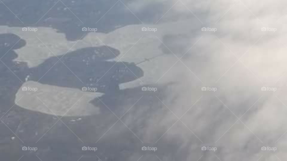 airplane view of ice and water