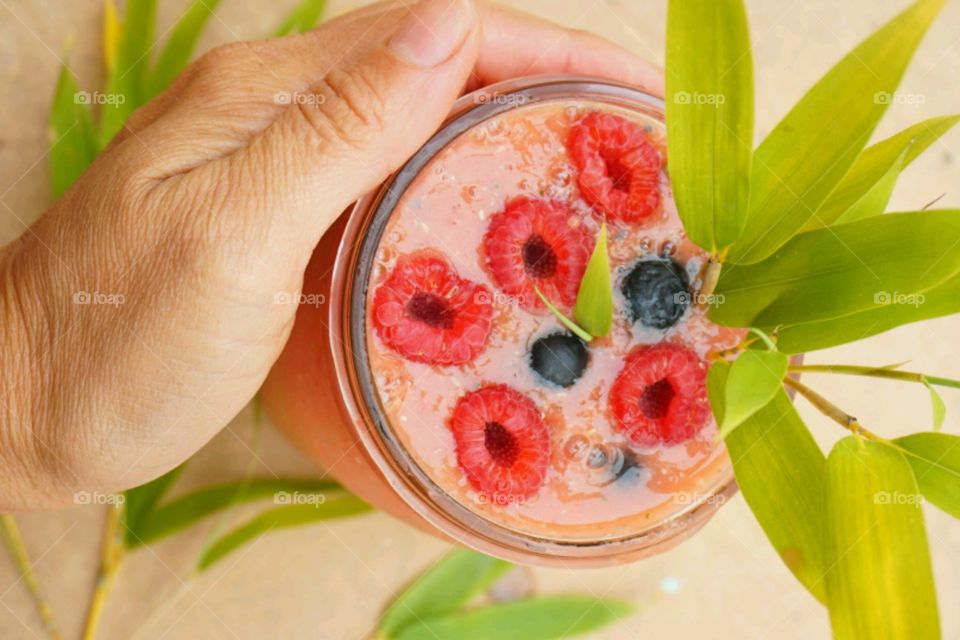 Fresh Fruit Smoothie - watermelon,  mints, lemon juice and oatmeal