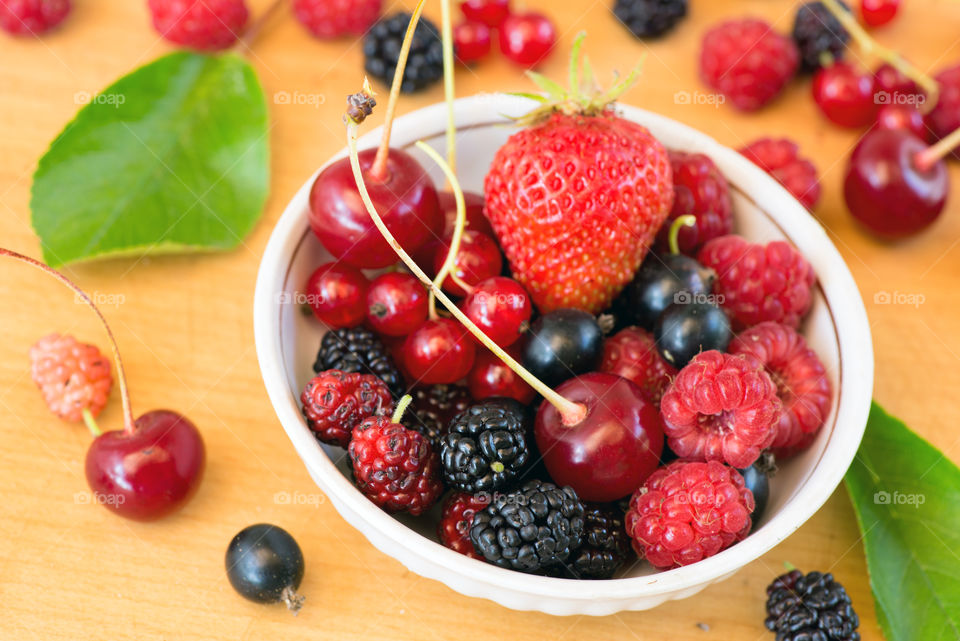 Variety of berries in bowl