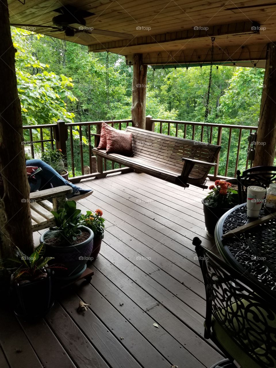 Relaxing on the back deck