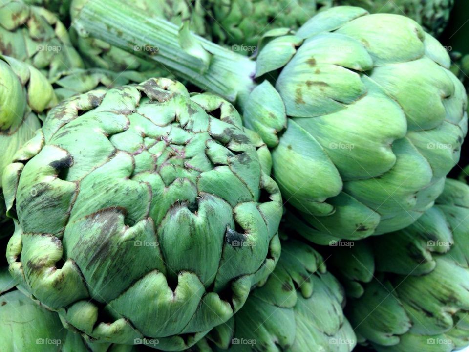 Close-up of artichokes