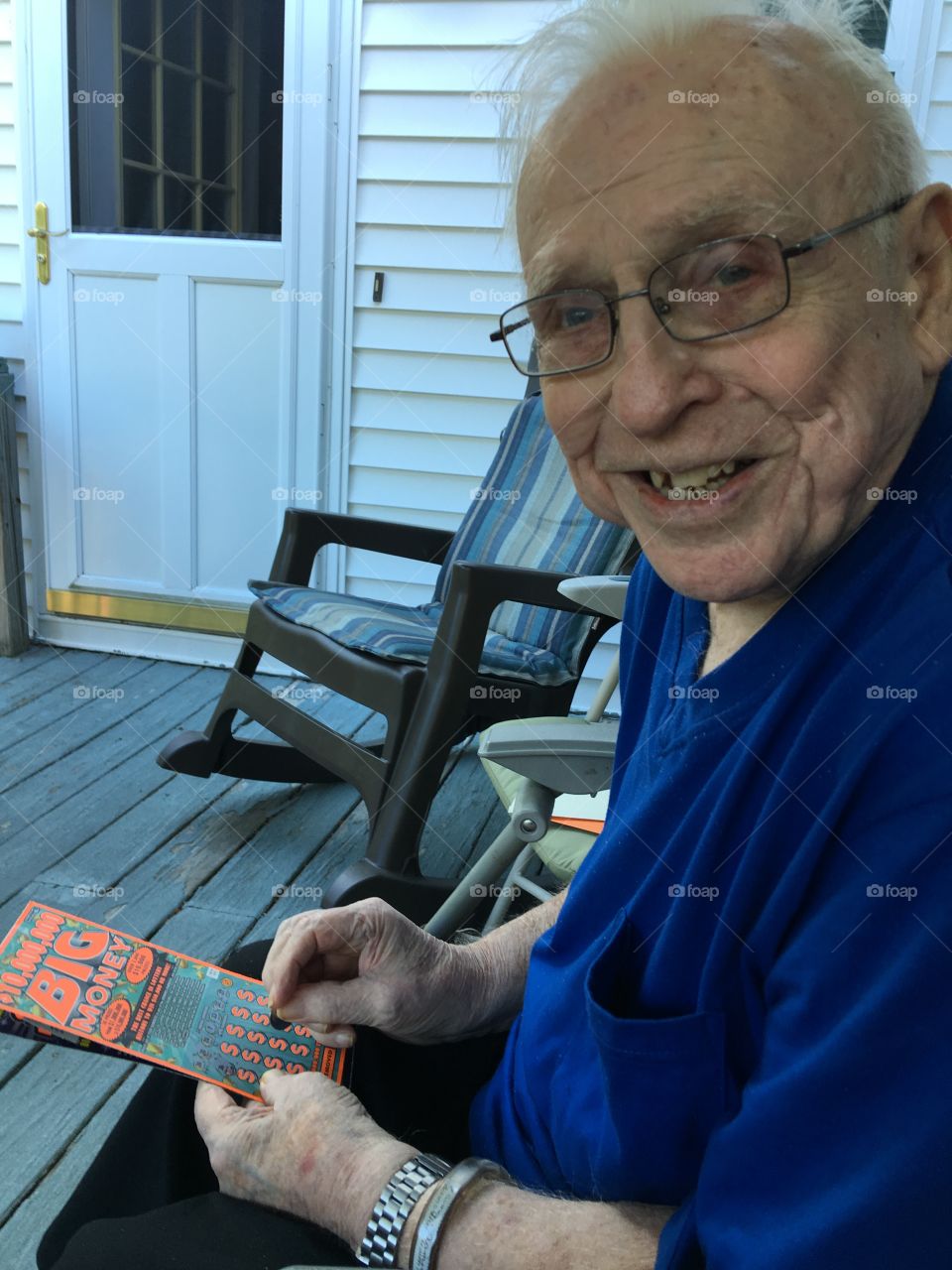 Senior man playing game