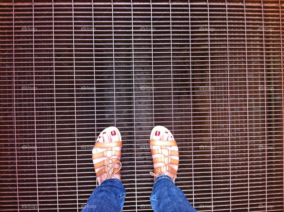 A pause to look down on an iron walkway