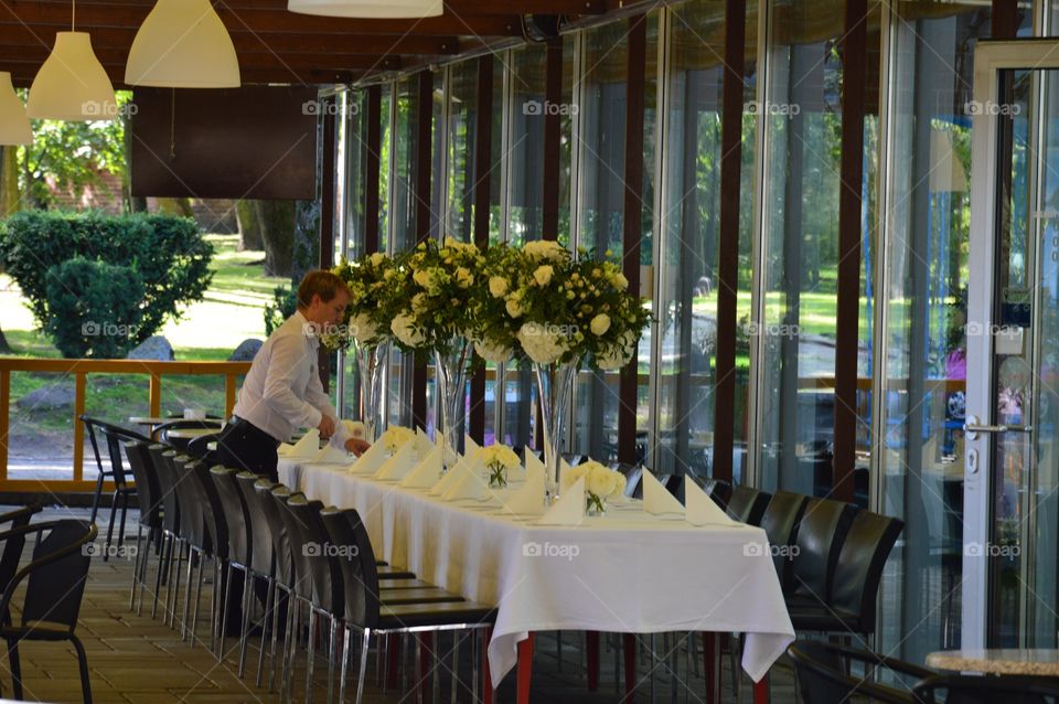 preparing empty restaurant