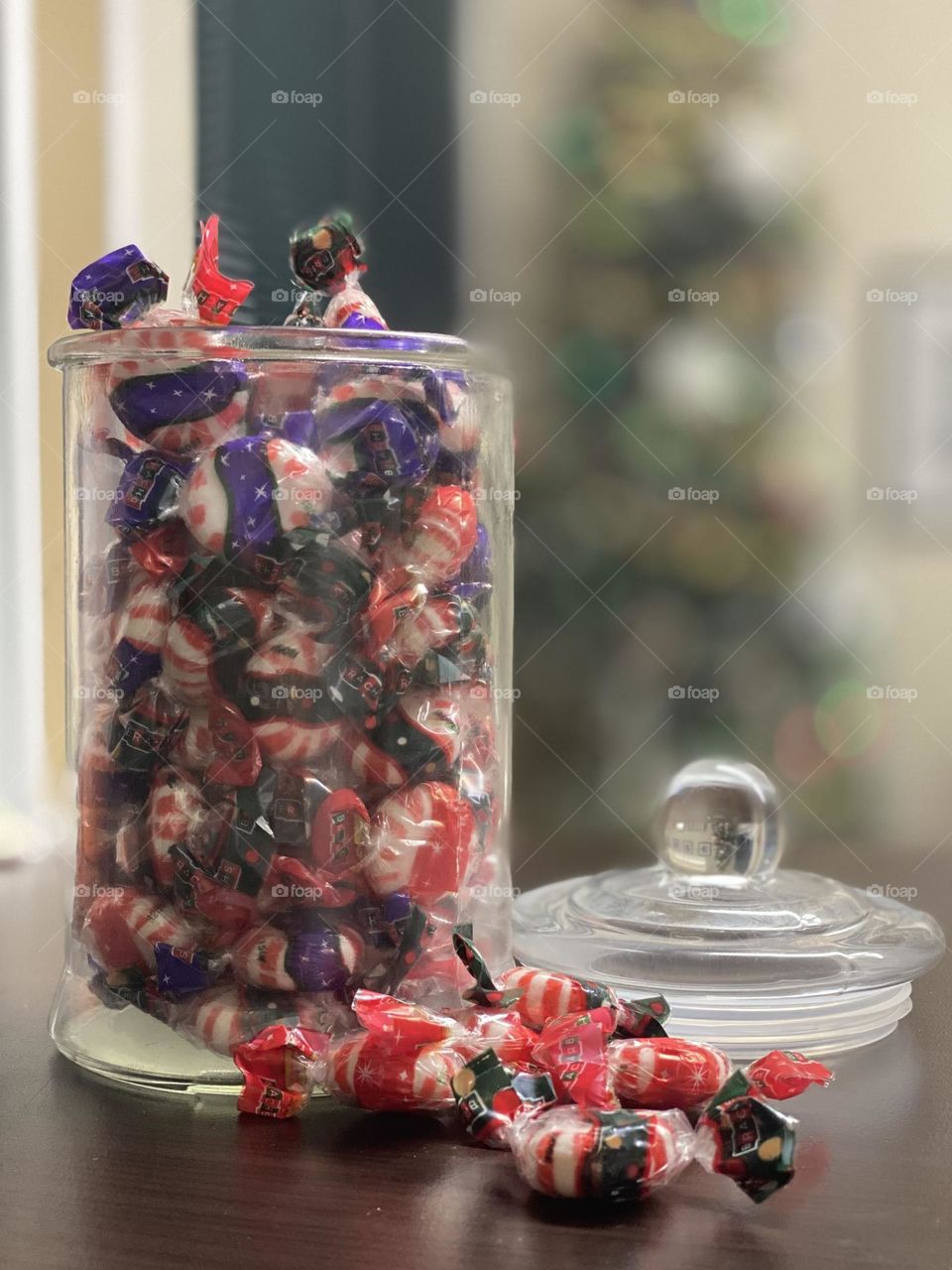 Candy in a jar on a desk
