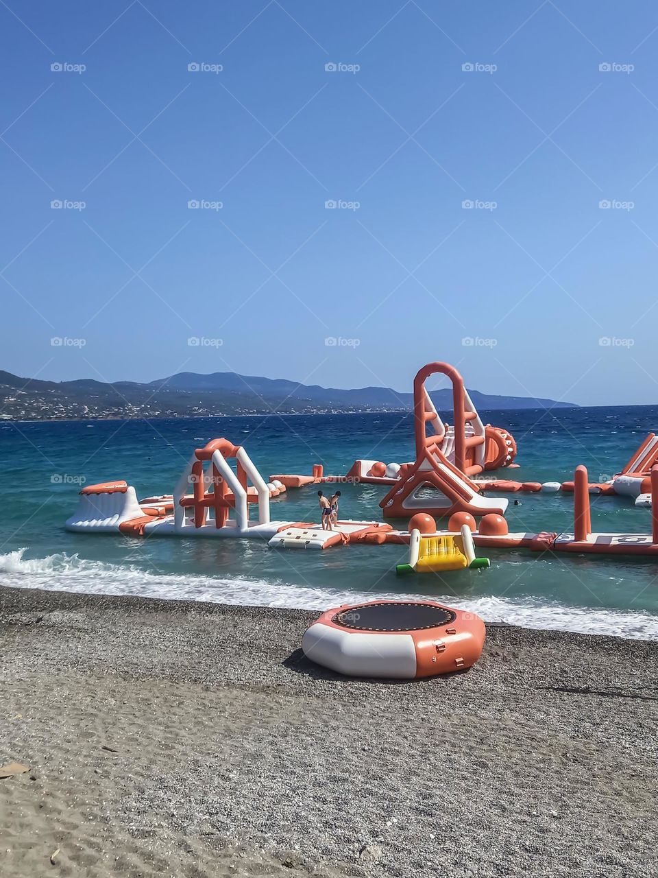 Playing in the water.