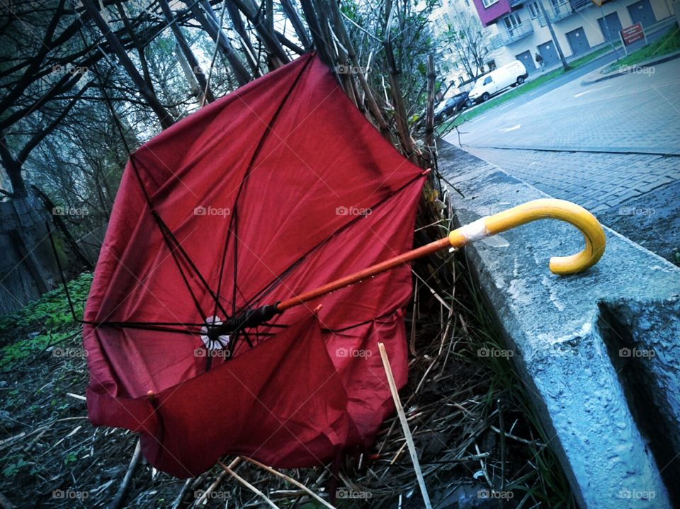 Once there was an umbrella... 
(an old, broken umbrella, abandoned by somebody near the sidewalk)