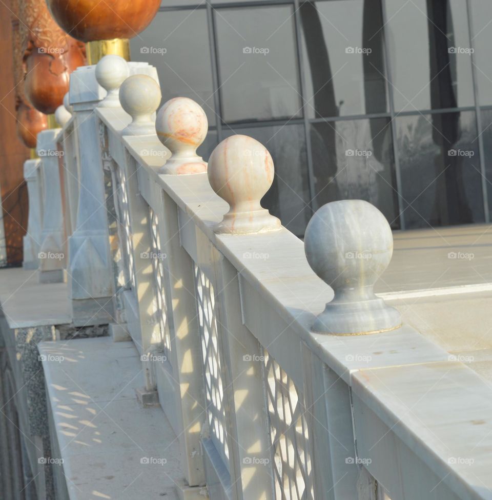 marble railings go up white marble and balusters from fences