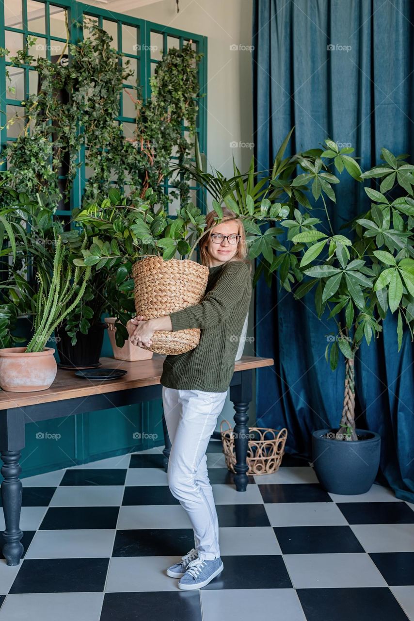 woman planting plants