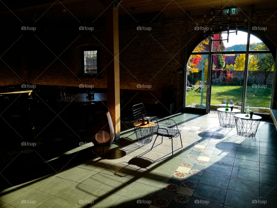 light right through a window arch