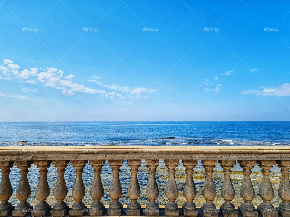 marble railing overlooking the sea of ​​Livorno