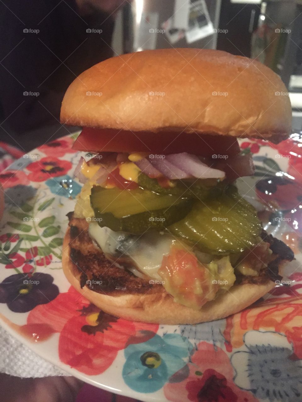 Burger with toppings