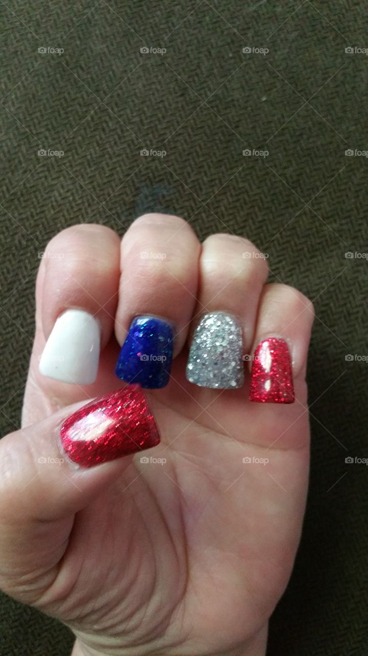 Patriotic Acrylic Nails