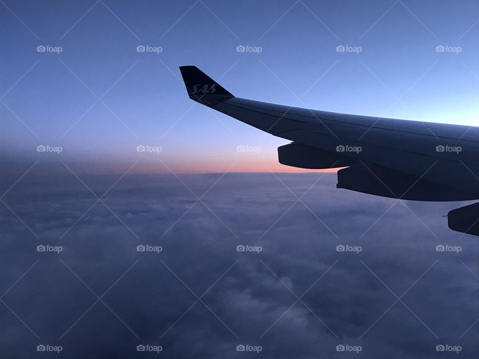 Sunrise over USA from an airplane 