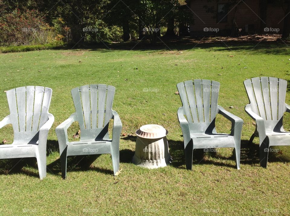 Outside Seating in Adirondack Chairs