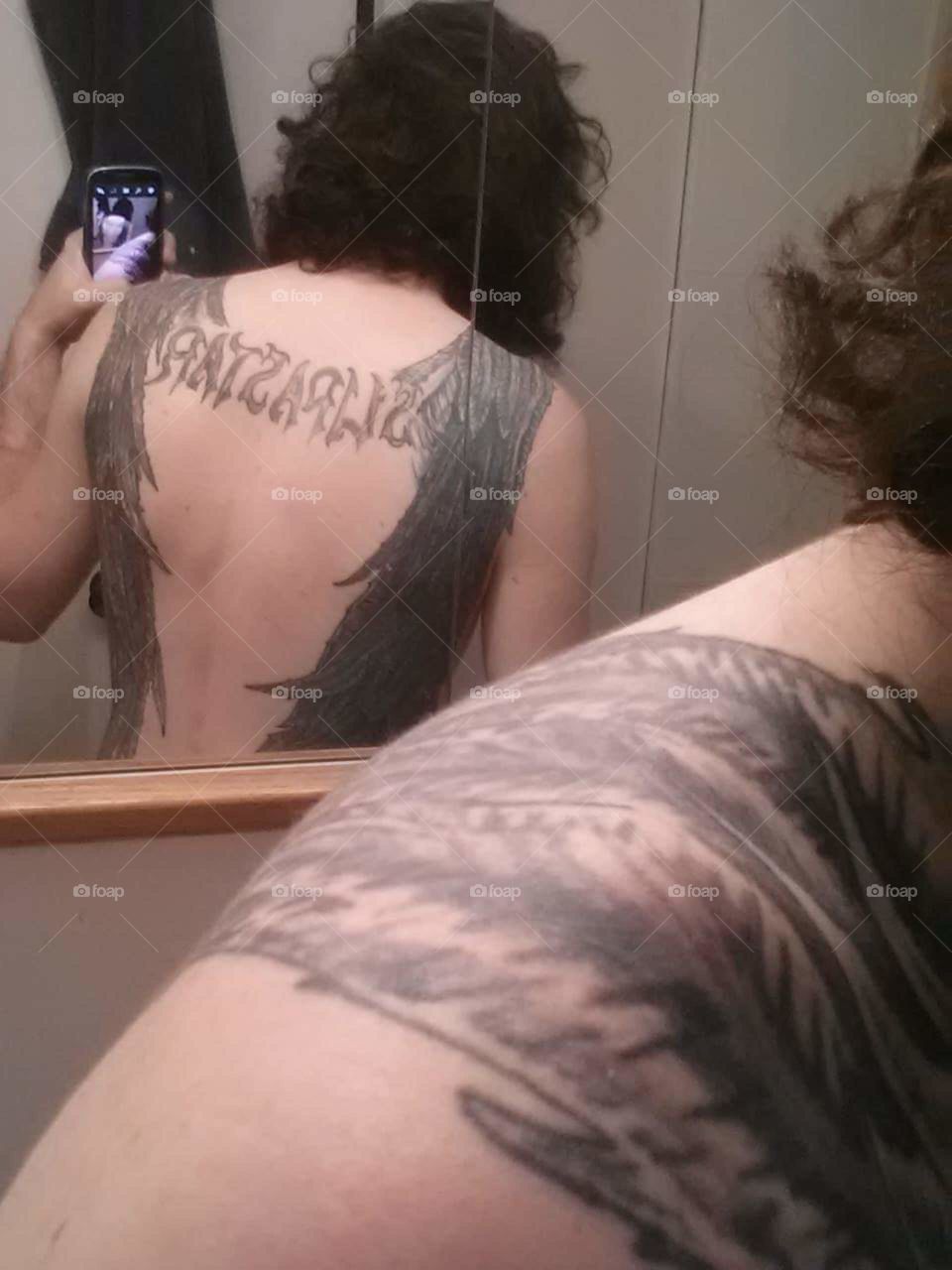 nice tattoo, nice back, picture in picture