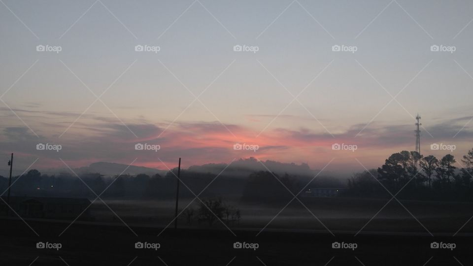 Sunset, Fog, Dawn, Landscape, Water