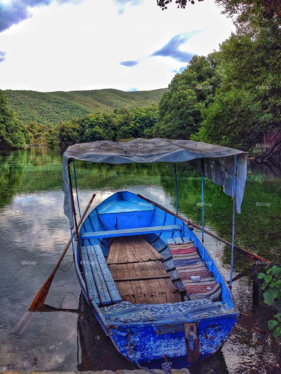 Boat in clean lake