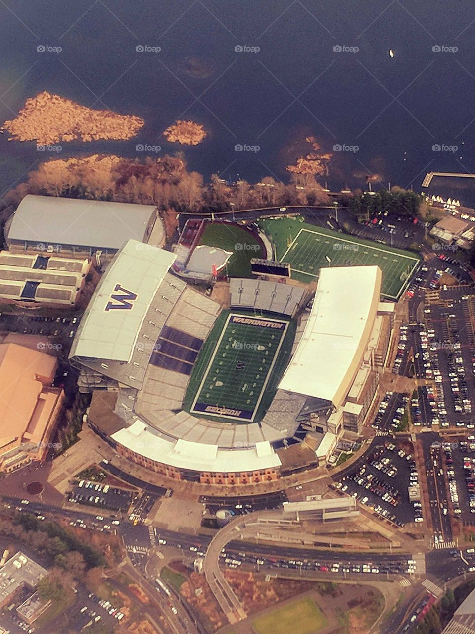 aerial view of the Washington State husky stadium