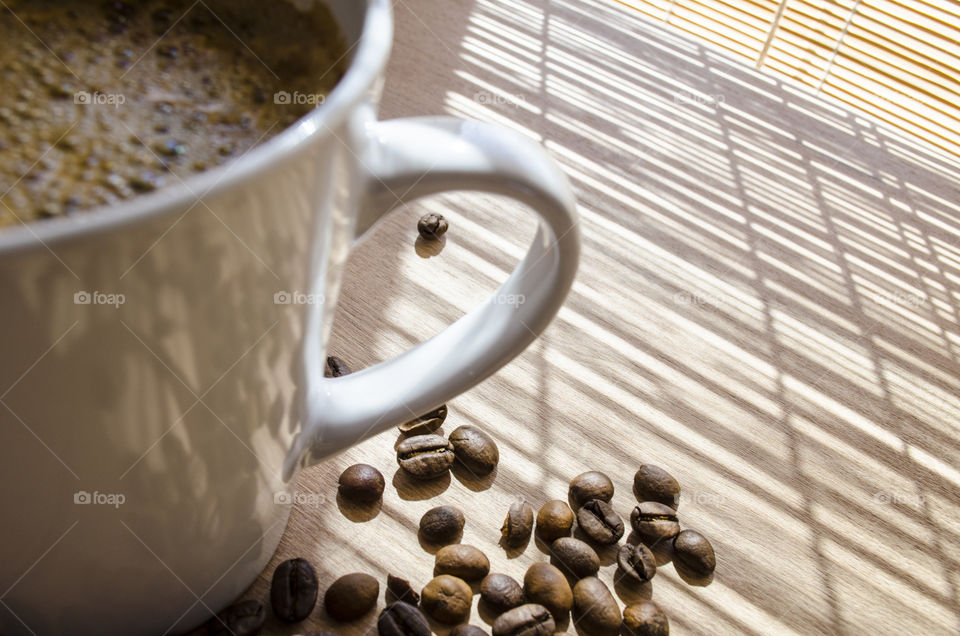 Coffee cup drink still life hot beans shadow