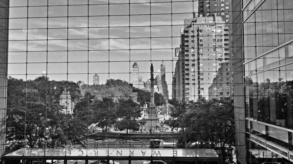 from inside. a view from the mall at columbus circle