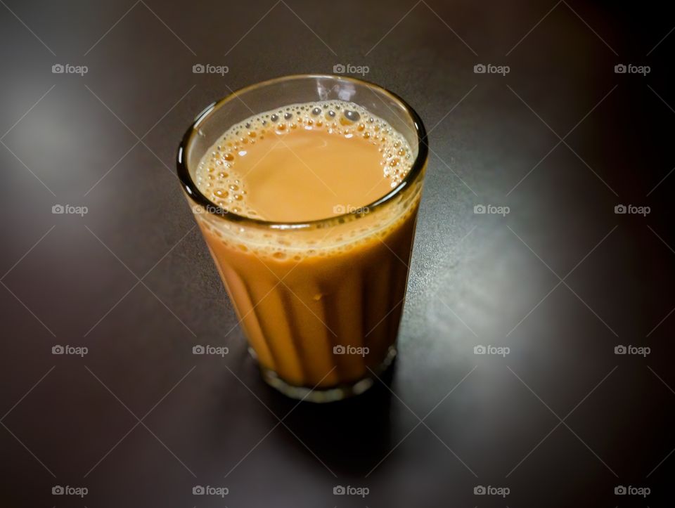 Close-up of a glass of chai