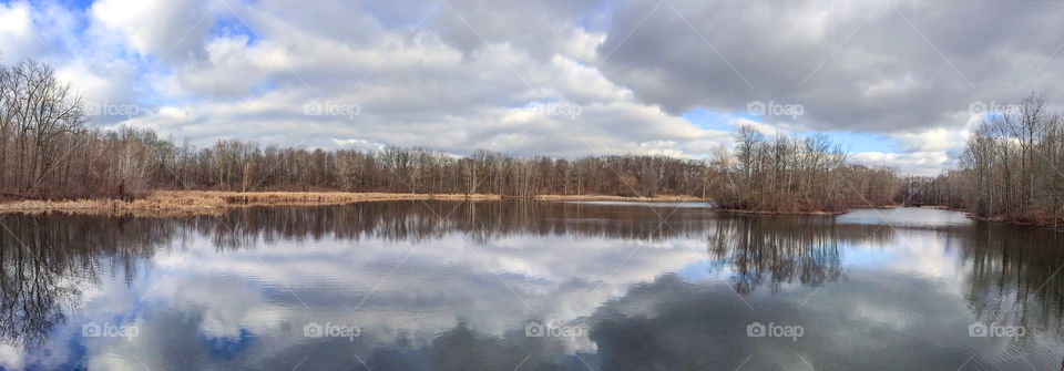 Panoramic view of idyllic pond
