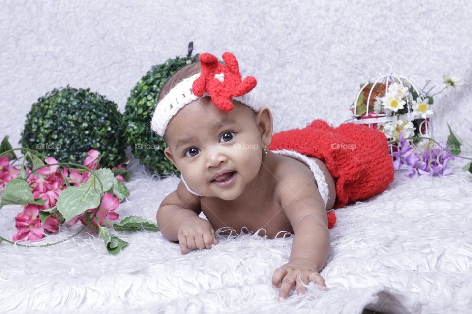 Baby mermaid on white background