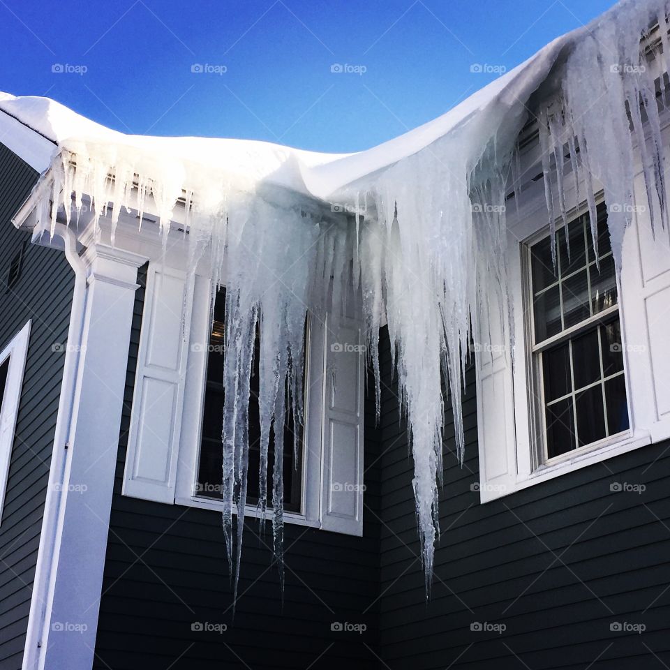 New England Winter 2014. Icicles form in Norwalk, MA after a very rough winter.