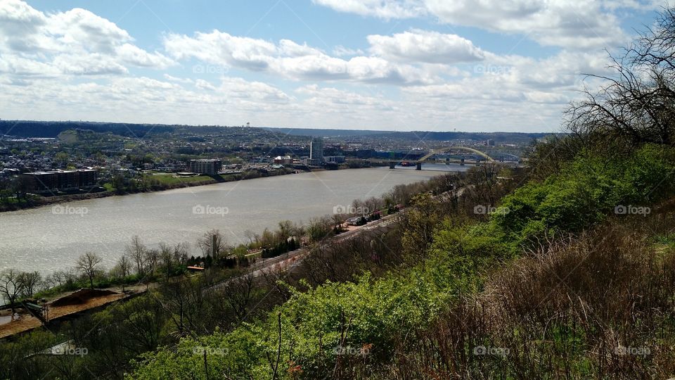 Eden Park, Cincinnati Ohio, looking across Ohio River to Northern Kentucky