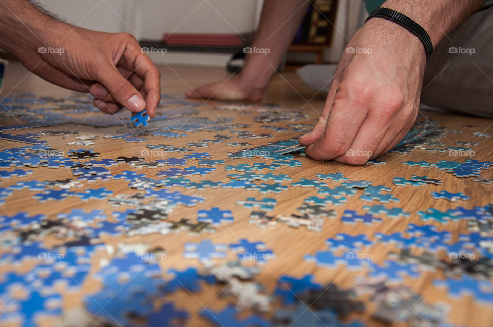 Working together on a puzzle