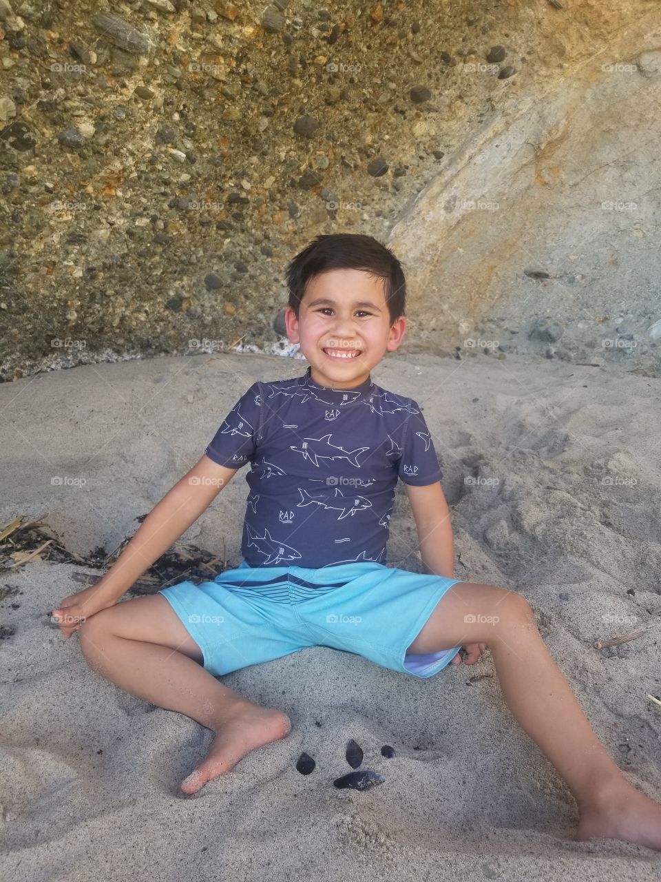 happy boy at the beach