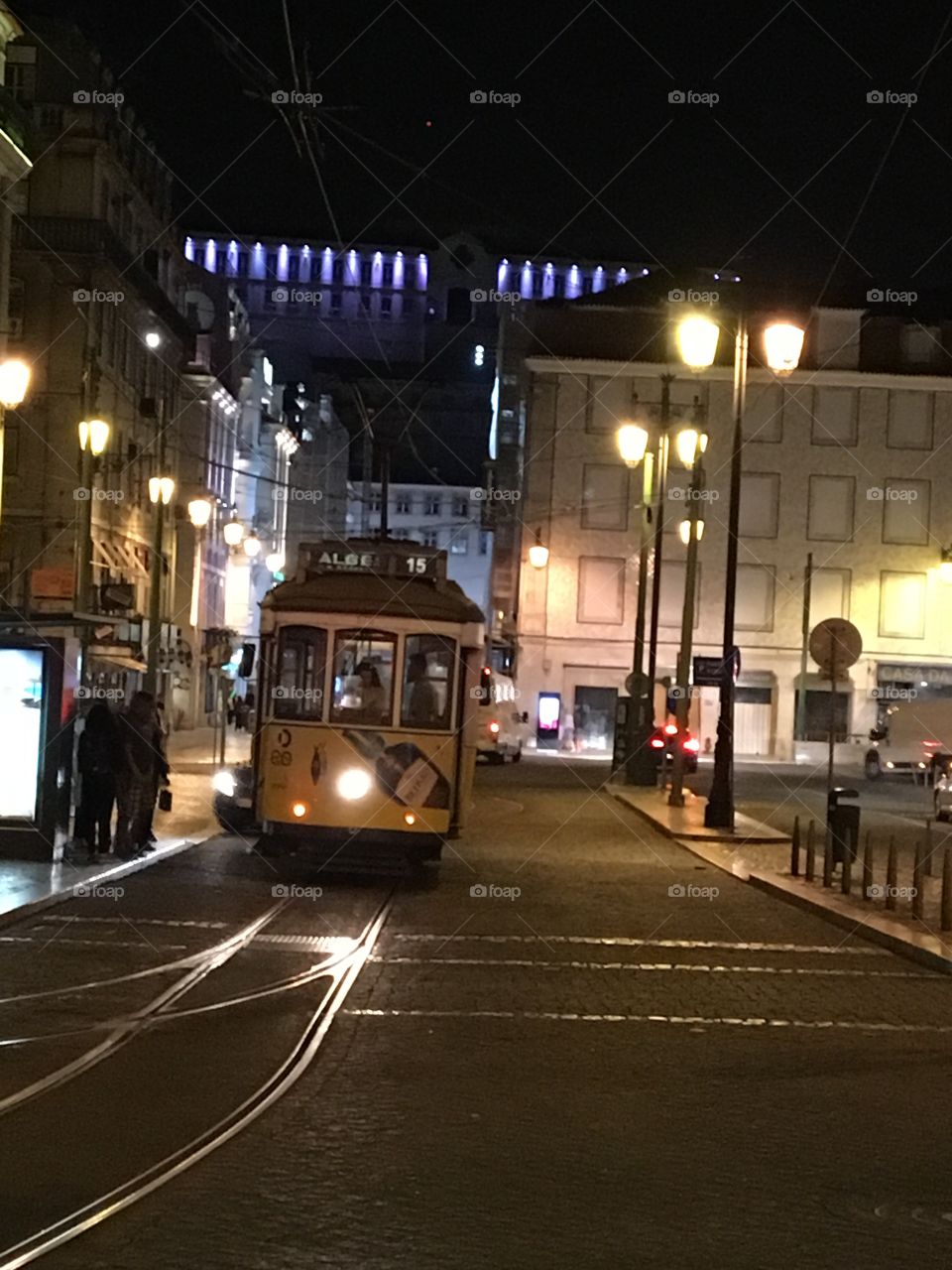Taking the tram home in shallow evening 