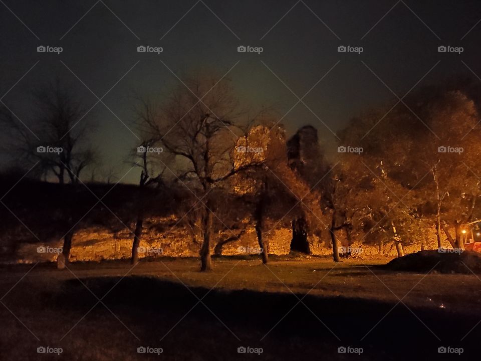 Smederevo Serbia medieval fortress in moonlight