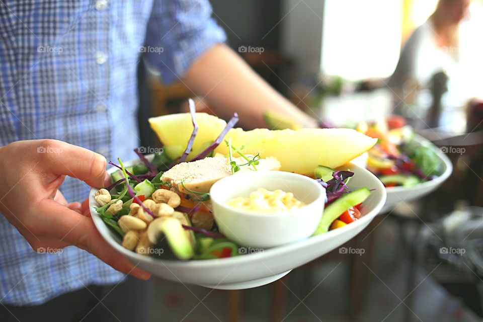 Fresh salad with cashew nuts