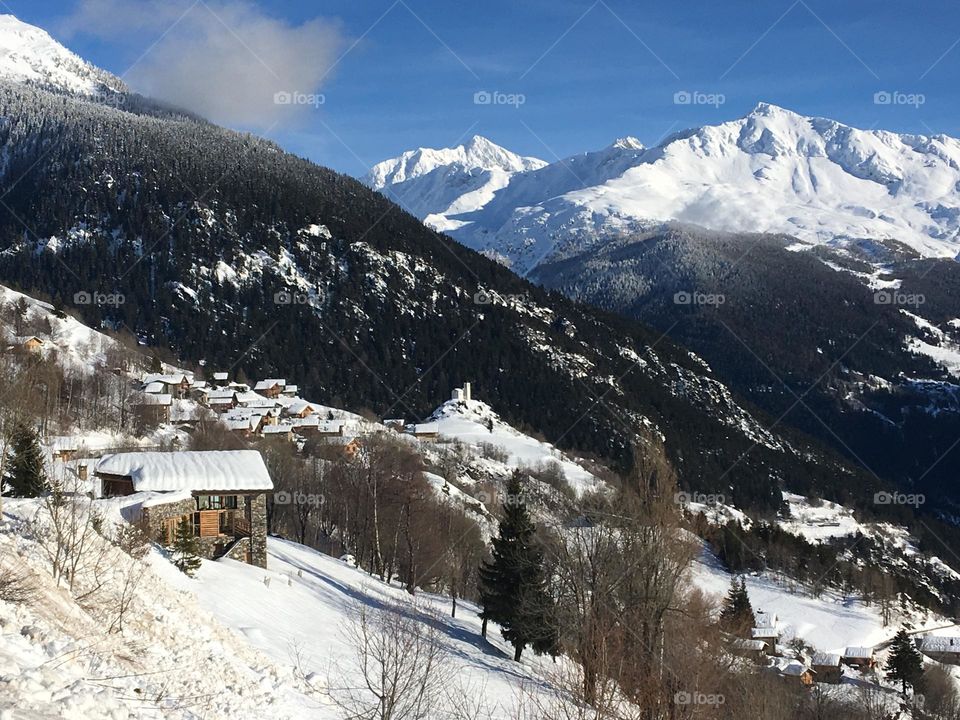 Snow on typical mountainous house