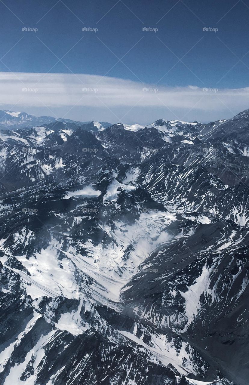 View from the top of the Andes Mountains