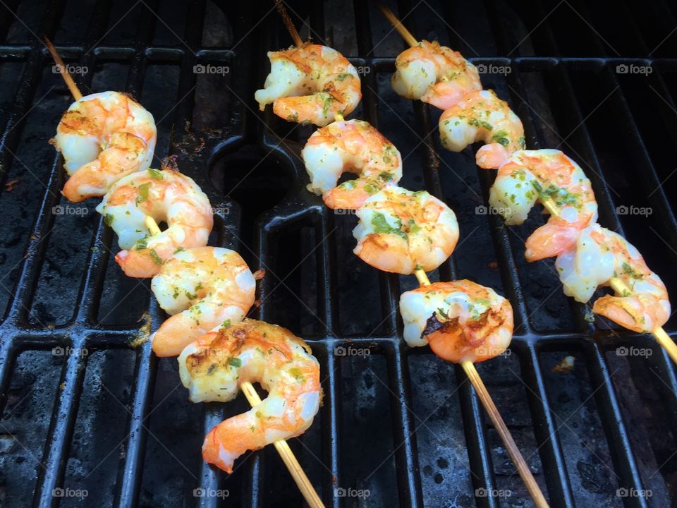 Shrimp on the grill . Shrimp on the grill