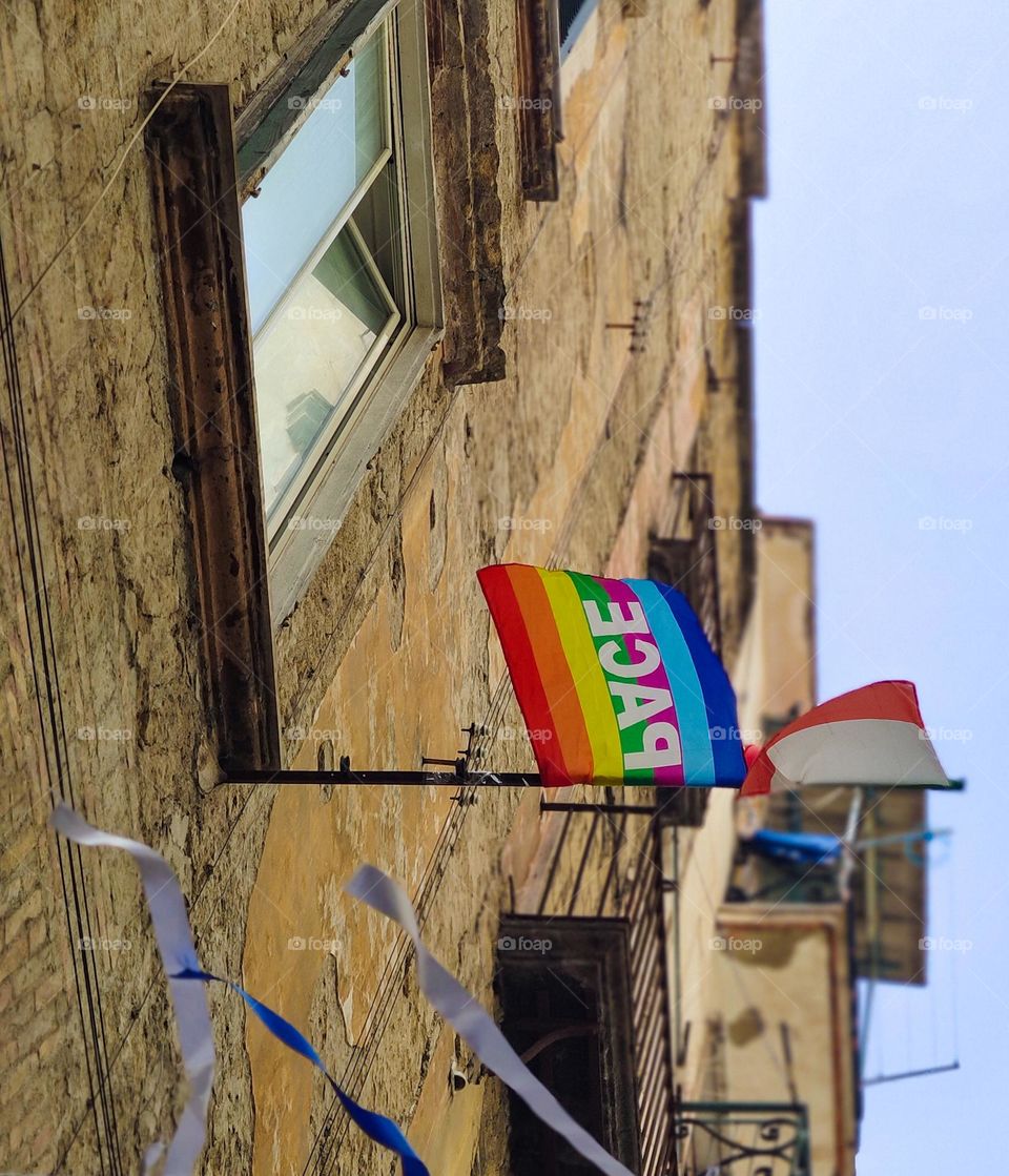 Pride colors on an old facade