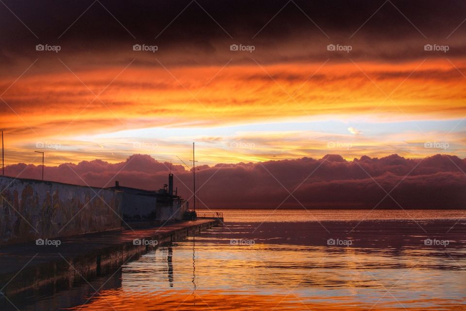 Scenic view of sea during surise