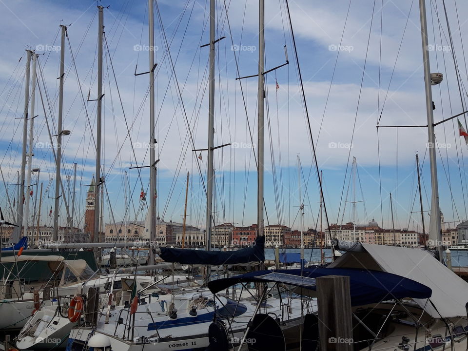 Venice skyline with sailboats