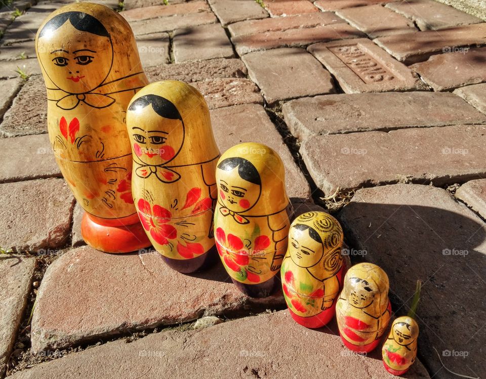 Russian Stacking Dolls. Childhood Toys In The Golden Hour
